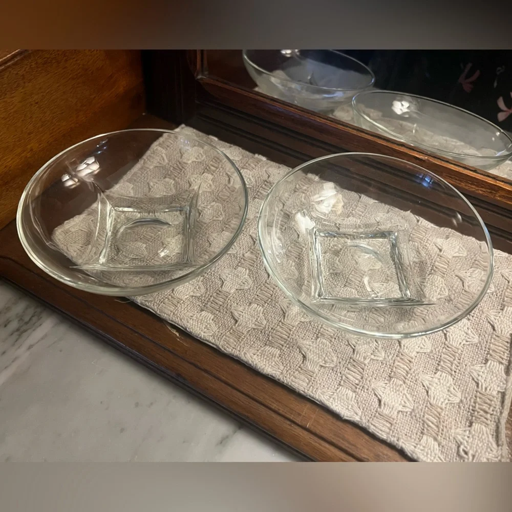 HAZEL-ATLAS *Vintage* Mid Century Modern‎ Colony Clear Glass Bowls 6in Diameter